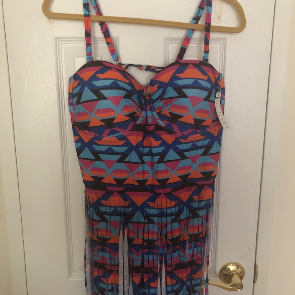 Creabygirls Womens Plus Size 4XL(US 12-14) Print High Waist One Piece Swinsuit